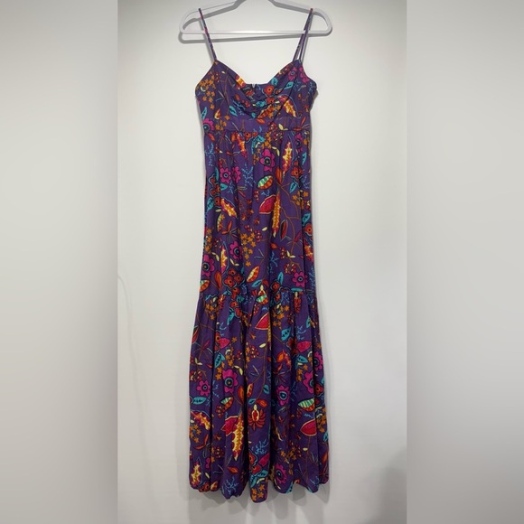 multicolor maxi Dress Floral 100% cotton sz 36 D - Picture 2 of 9